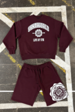 VARSITY CREW SHORT SET - BURGUNDY